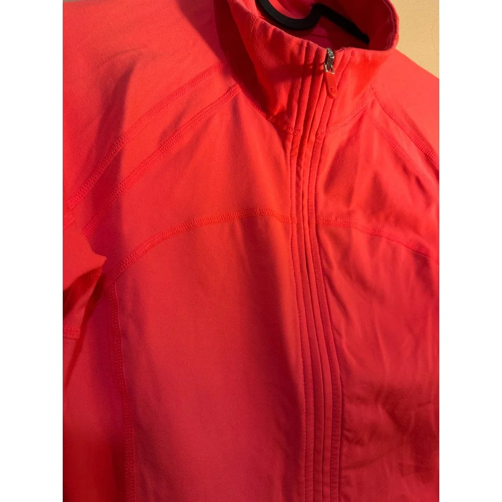 GapFit Womens Full Zip Athletic Jacket Coral Pink Thumbholes Size S